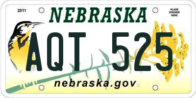 NE license plate AQT525