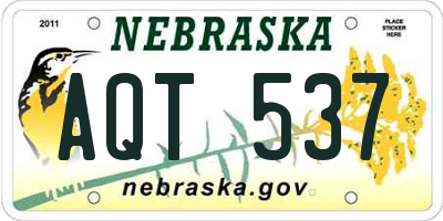 NE license plate AQT537