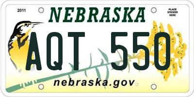 NE license plate AQT550