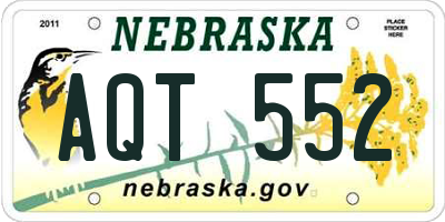NE license plate AQT552