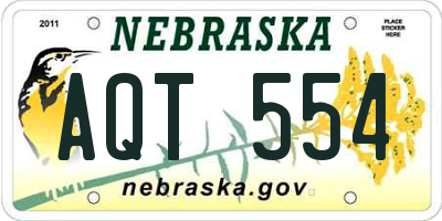 NE license plate AQT554