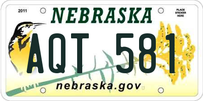 NE license plate AQT581