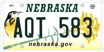 NE license plate AQT583