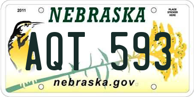 NE license plate AQT593