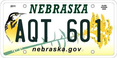 NE license plate AQT601