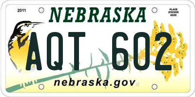 NE license plate AQT602