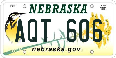 NE license plate AQT606