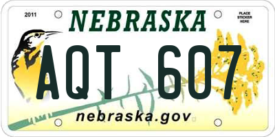 NE license plate AQT607