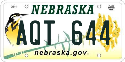 NE license plate AQT644