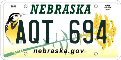 NE license plate AQT694