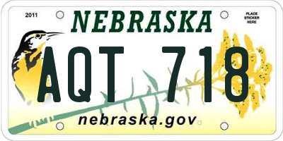 NE license plate AQT718
