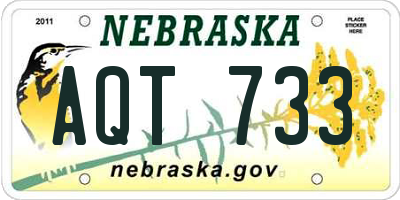 NE license plate AQT733