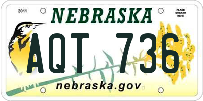 NE license plate AQT736