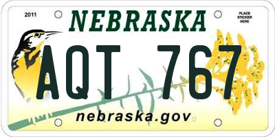 NE license plate AQT767