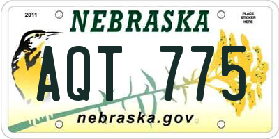 NE license plate AQT775