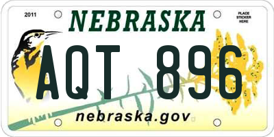 NE license plate AQT896