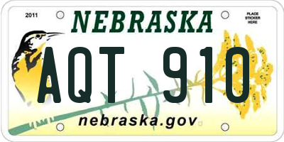 NE license plate AQT910