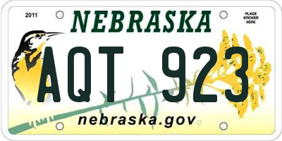 NE license plate AQT923