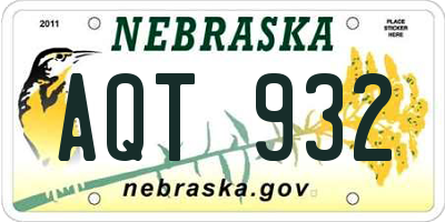NE license plate AQT932