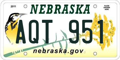 NE license plate AQT951