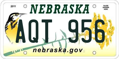 NE license plate AQT956