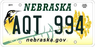 NE license plate AQT994