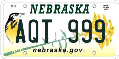 NE license plate AQT999