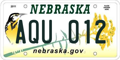 NE license plate AQU012