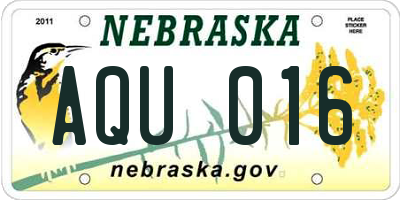 NE license plate AQU016