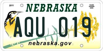 NE license plate AQU019