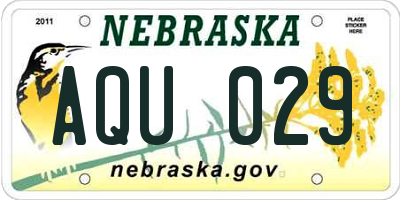 NE license plate AQU029