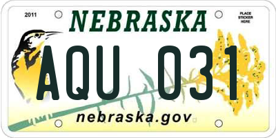 NE license plate AQU031