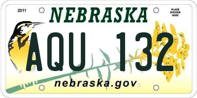 NE license plate AQU132