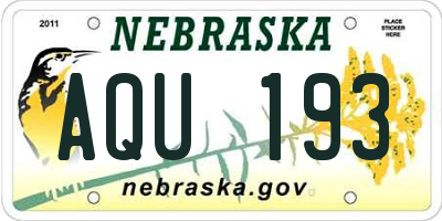 NE license plate AQU193