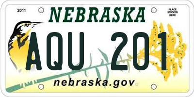 NE license plate AQU201