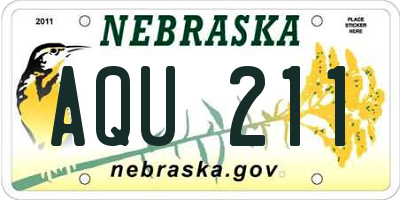NE license plate AQU211