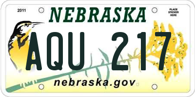 NE license plate AQU217