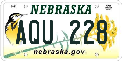 NE license plate AQU228