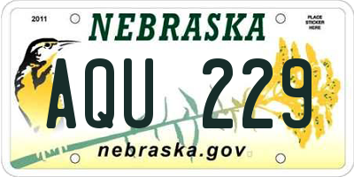 NE license plate AQU229