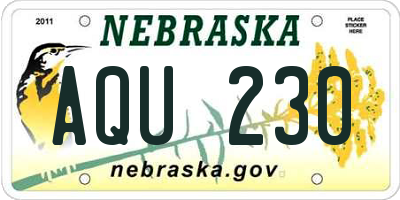 NE license plate AQU230