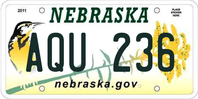 NE license plate AQU236