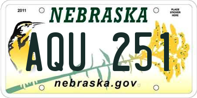 NE license plate AQU251