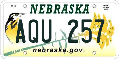 NE license plate AQU257