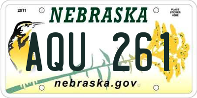 NE license plate AQU261