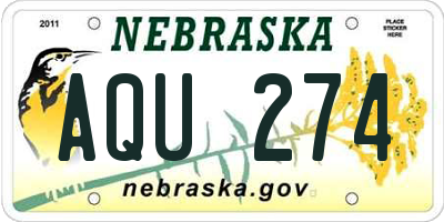 NE license plate AQU274