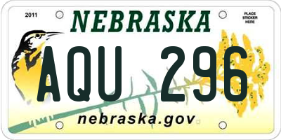 NE license plate AQU296