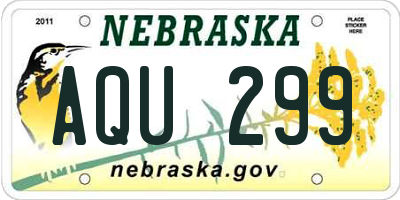NE license plate AQU299