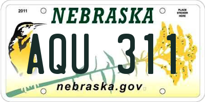NE license plate AQU311