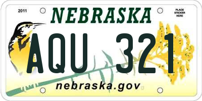 NE license plate AQU321