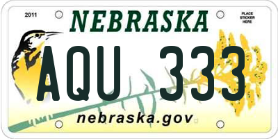 NE license plate AQU333